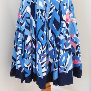 Tahari Blue Pleated Cotton Shirt Lined Size 6